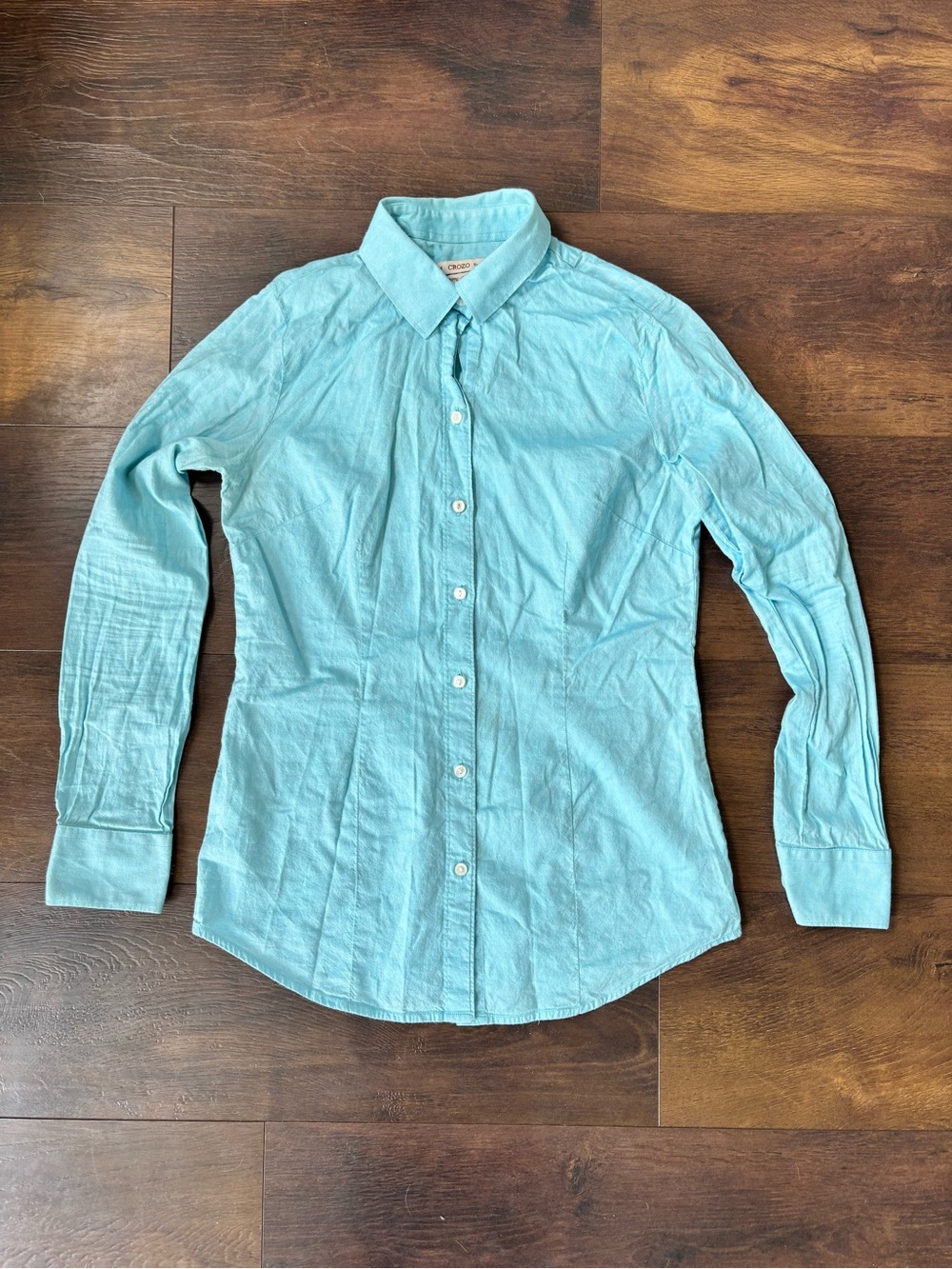 CROZO Turquoise Cotton Button-Up Shirt Size Small